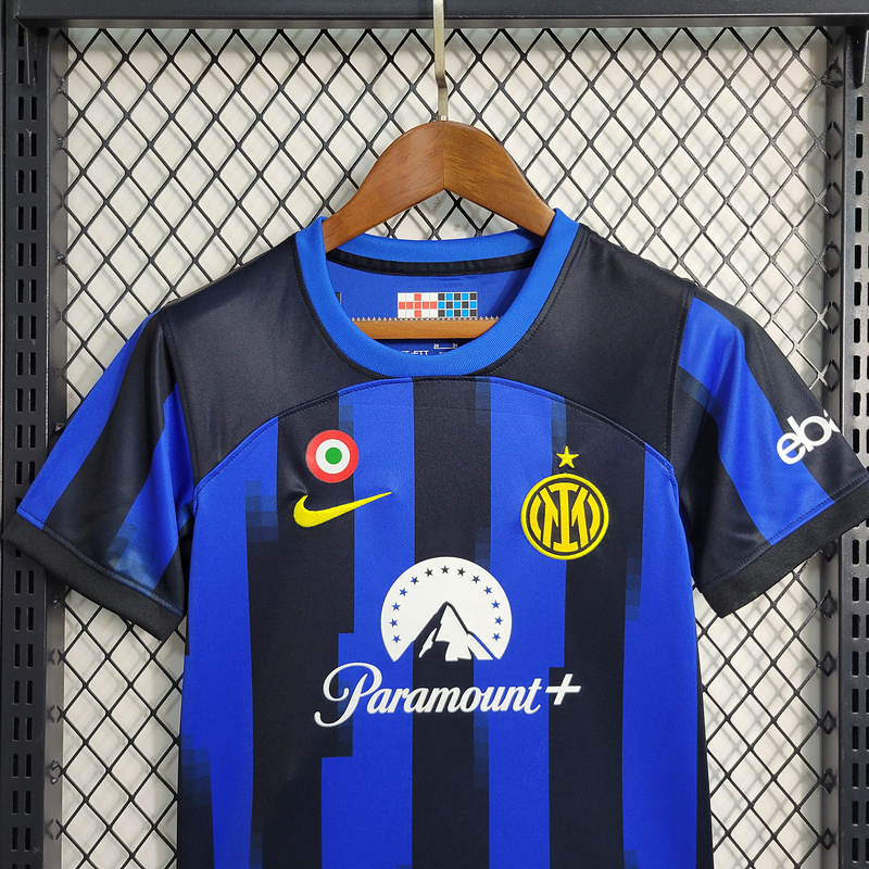 2023-24 KIDS Inter Milan Home Kids' Clothing CUADRADO ARNAUTOVIC THURAM LAUTARO FRATTESI Football jersey