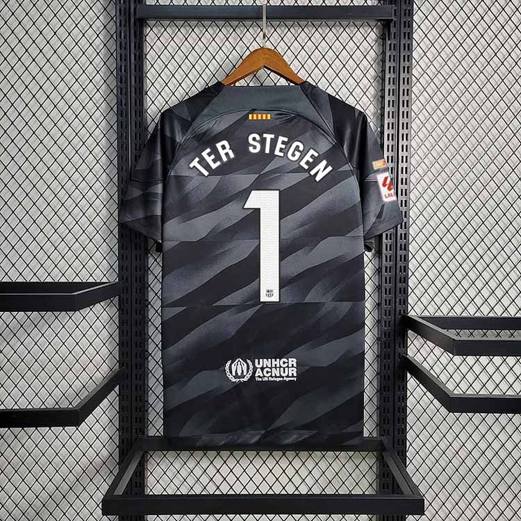 2023-24 Barcelona Black Goalkeeper  TER STEGEN I?AKI PE?A Football jersey