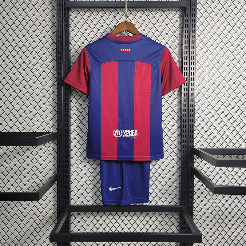 2023-24 KIDS Barcelona Home  GAVI LEWANDOWSKI F. DE JONG PEDRI FERMíN Football jersey