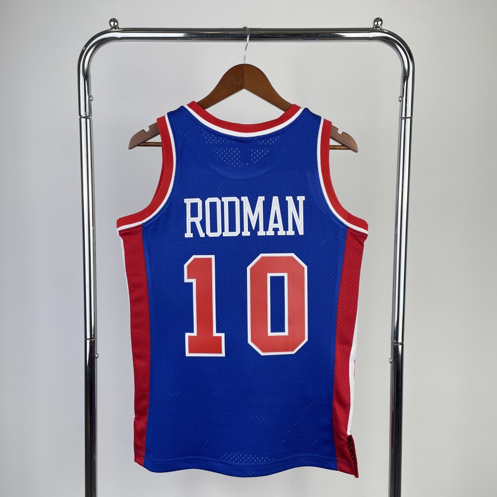 Detroit Pistons MN Retro 1988-89 Season Blue 10 Rodman