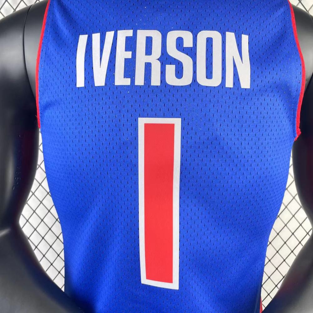Detroit Pistons MN Retro 1988-89 Season Blue 1 IVERSON