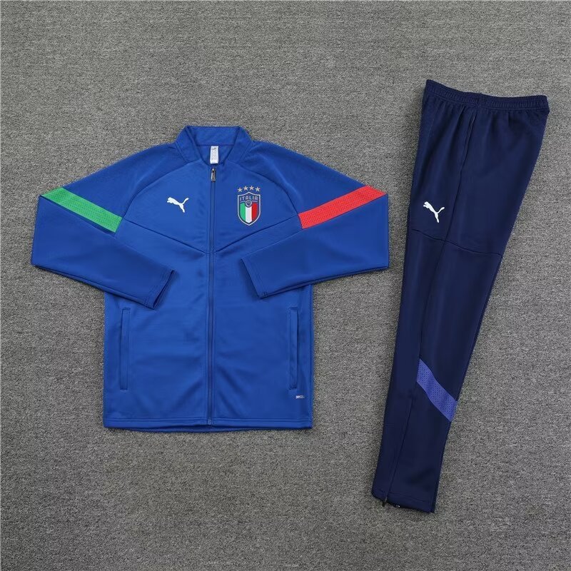 2022-2023 Italian long zipper jacket blue suit
