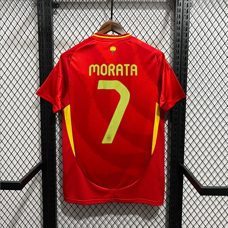 Spain 2024-25 Euro Home MORATA GERARD OLMO RODRIGO Football Jersey