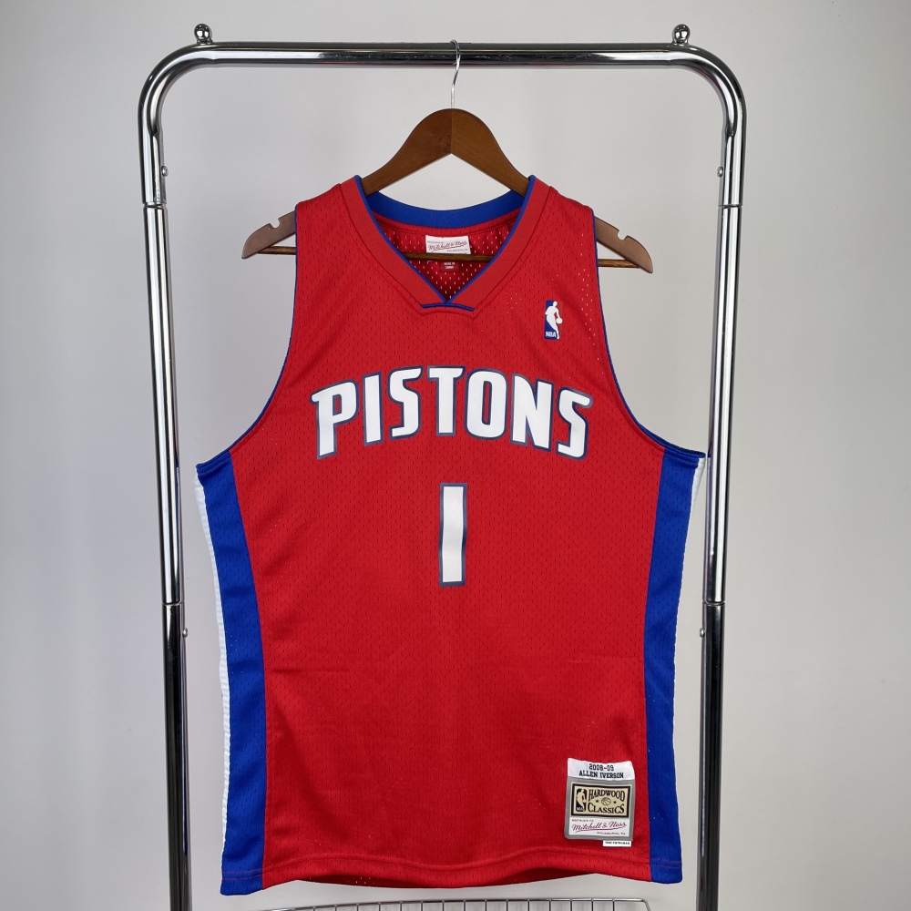Detroit Pistons MN Retro 2008-09 Season Red 1 IVERSON
