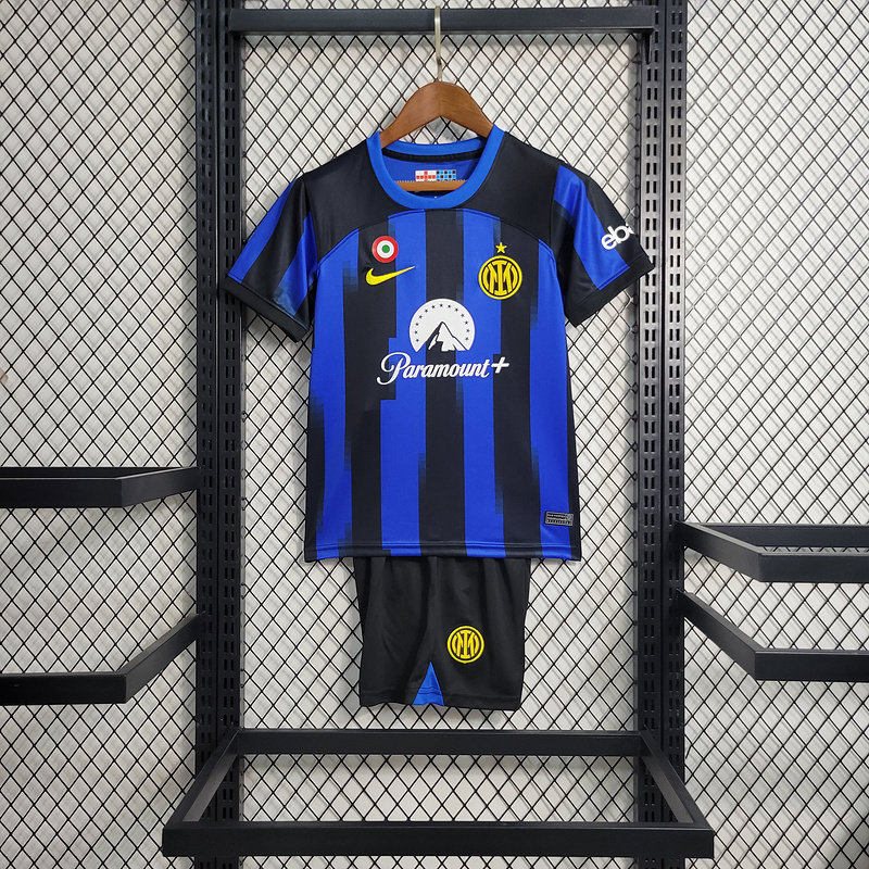 2023-24 KIDS Inter Milan Home Kids' Clothing CUADRADO ARNAUTOVIC THURAM LAUTARO FRATTESI Football jersey