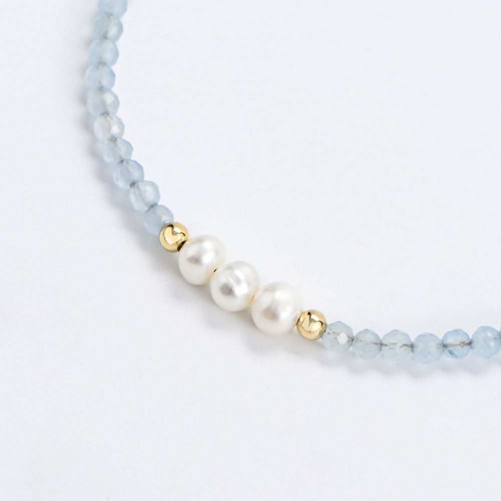 海蓝宝珍珠手链