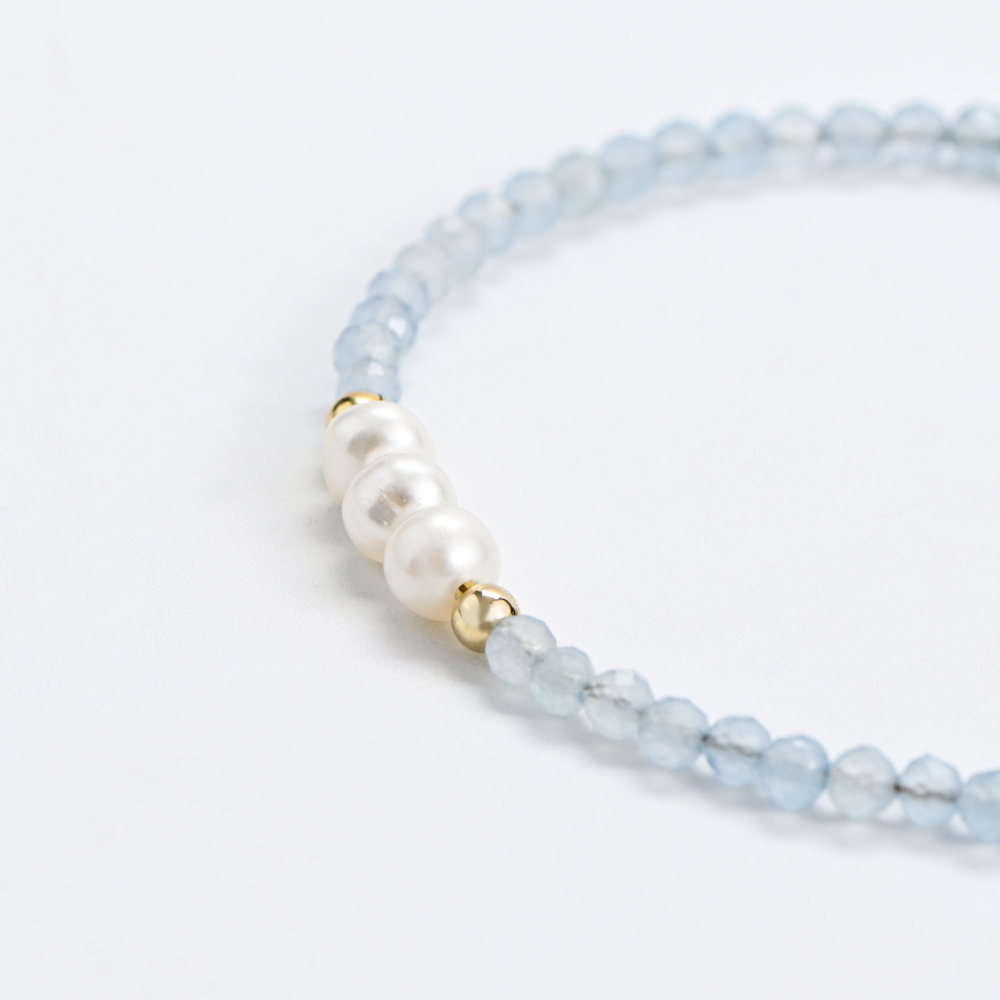 海蓝宝珍珠手链