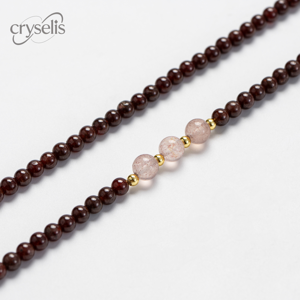 Natural Garnet Double Circle Bracelet