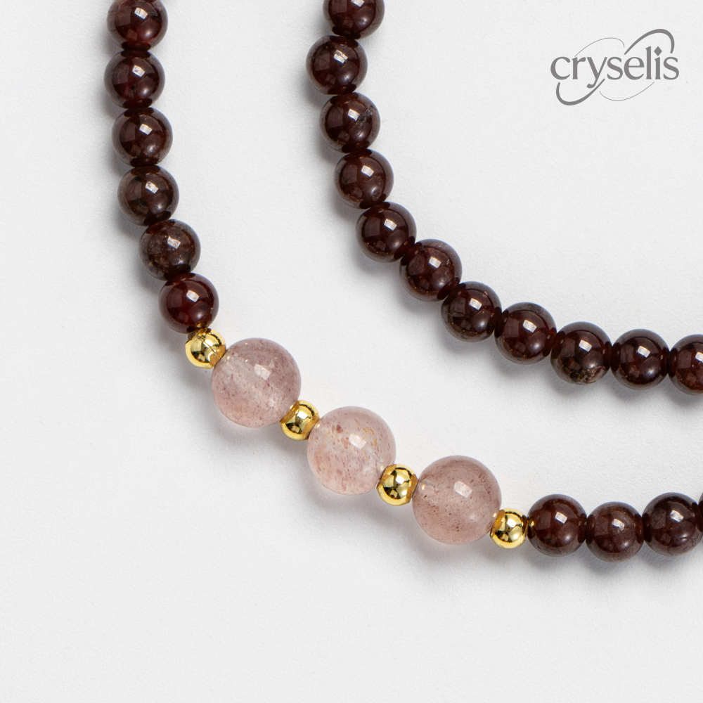 Natural Garnet Double Circle Bracelet