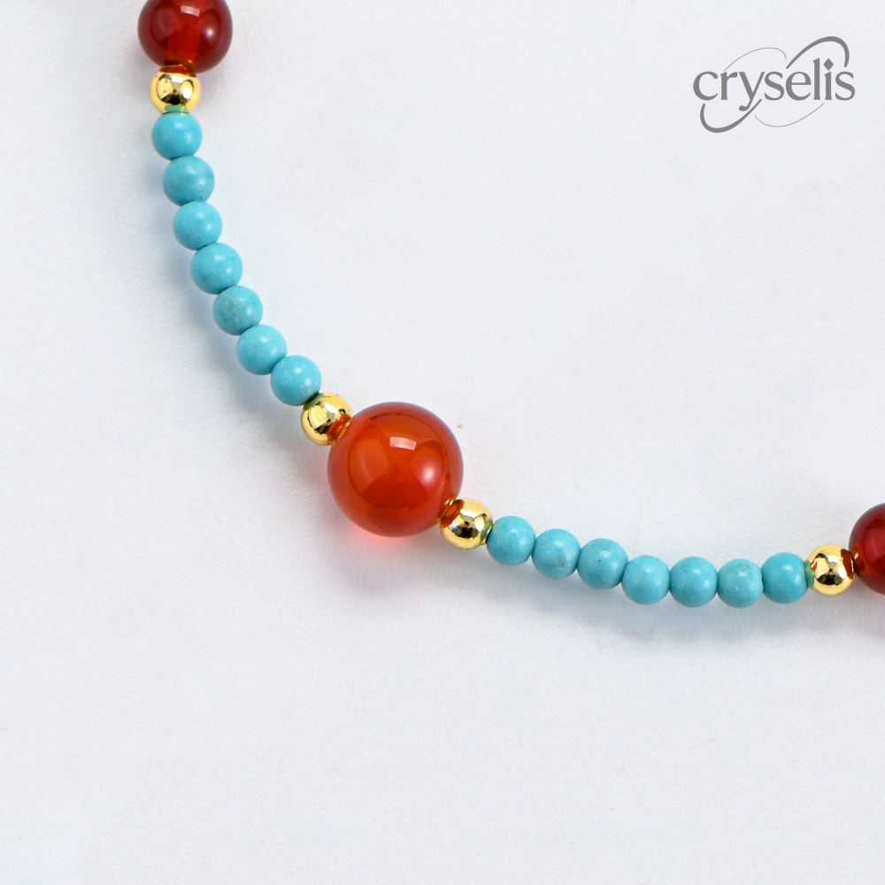 Turquoise And Red Agate Bracelet