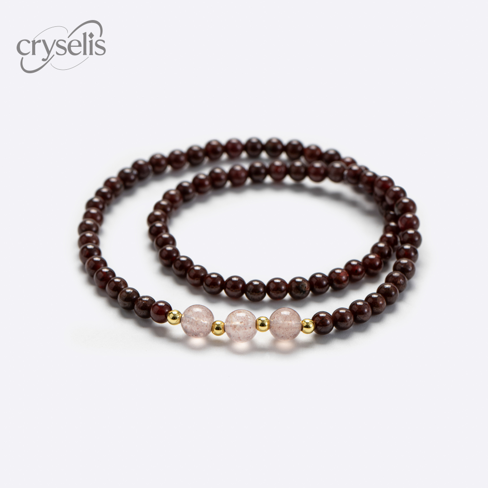 Natural Garnet Double Circle Bracelet