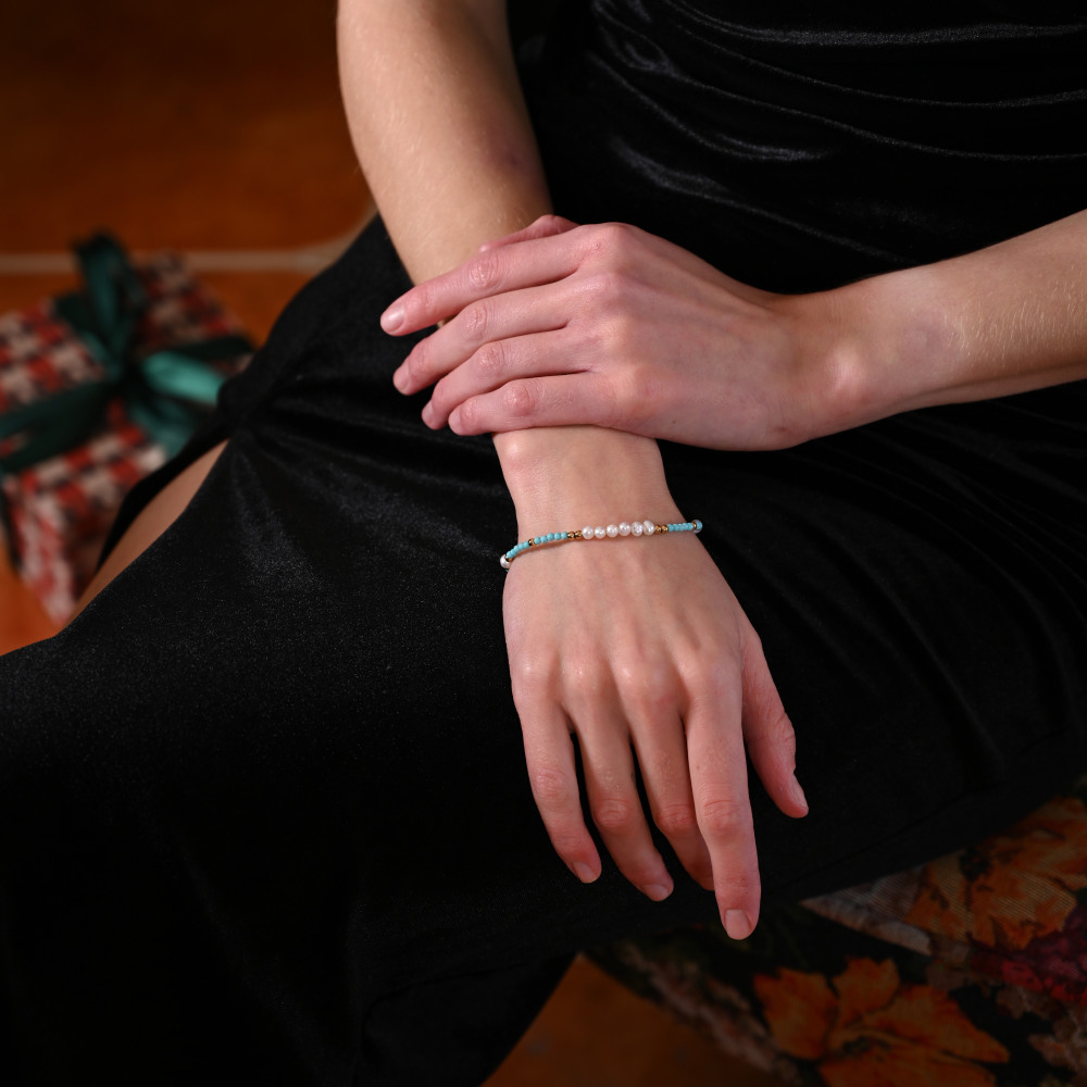 Cryselis Custom Gemstone Bracelet – Turquoise Pearl Healing Bracelet