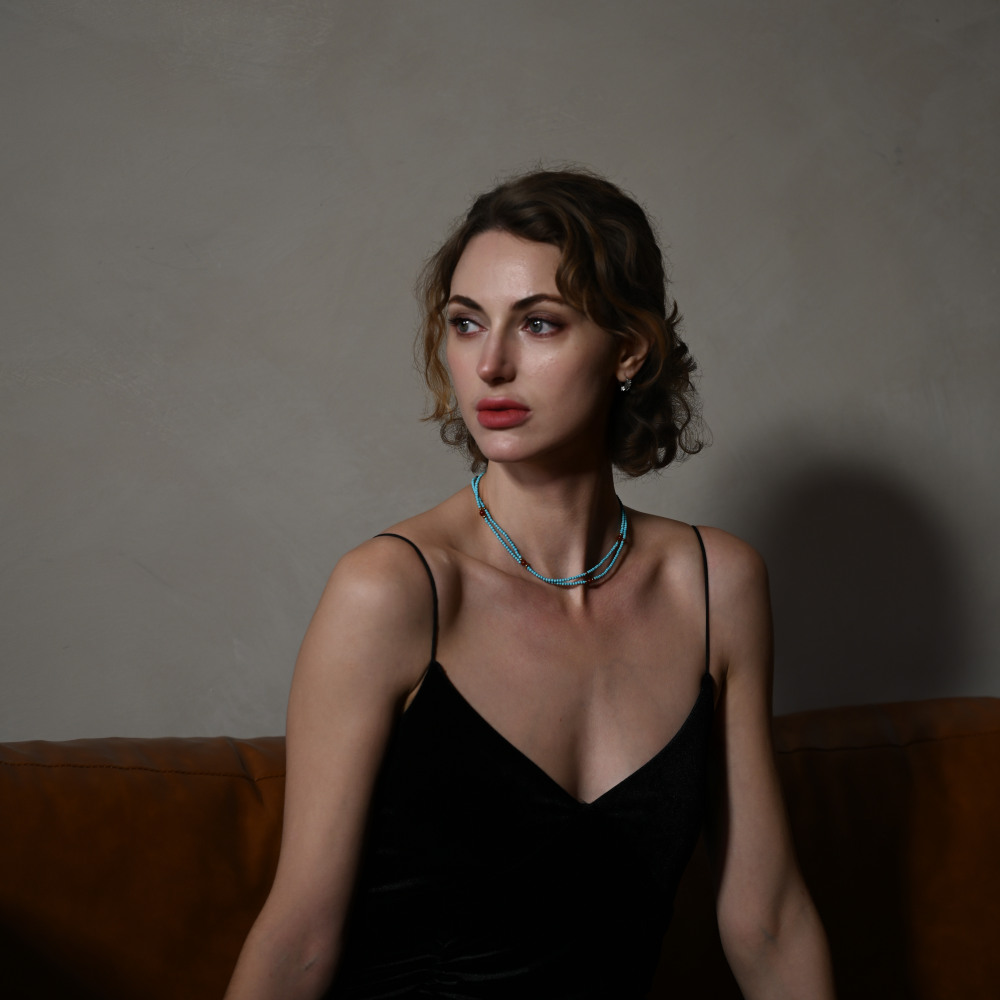 Turquoise and Red agate Double-Layer Necklace