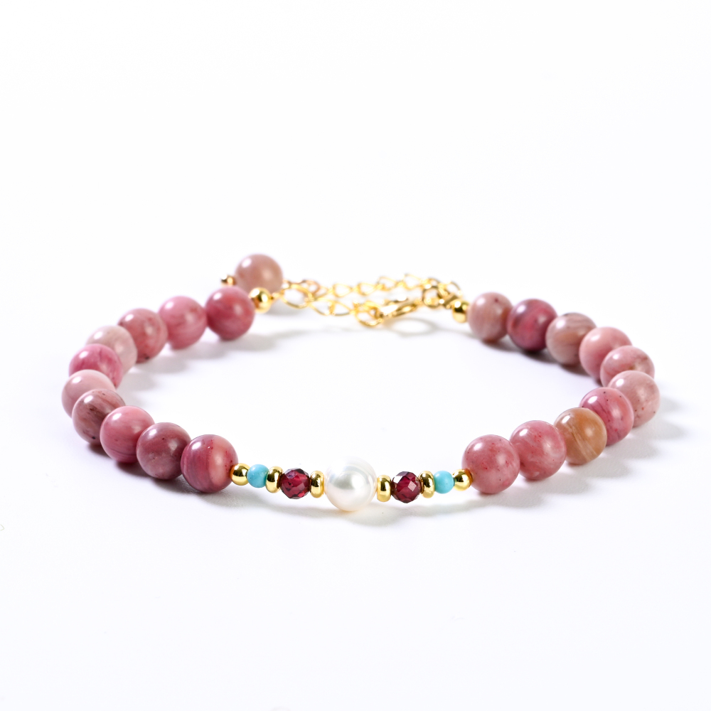 Rose Quartz And Pearl Bracelet