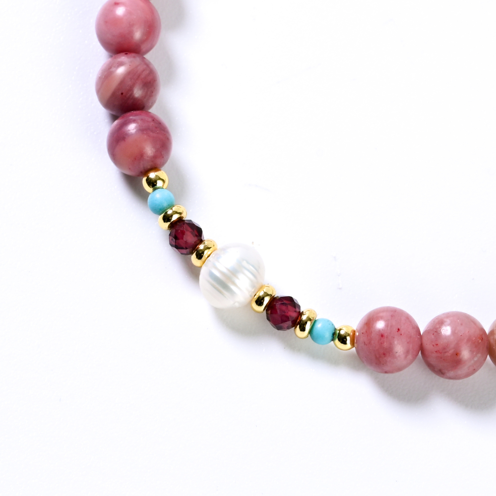 Rose Quartz And Pearl Bracelet