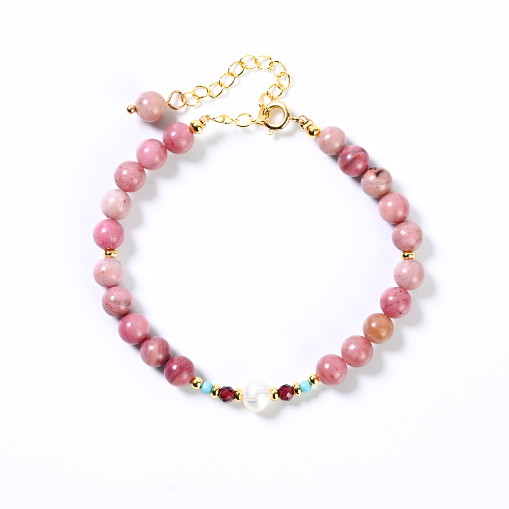 Rose Quartz And Pearl Bracelet