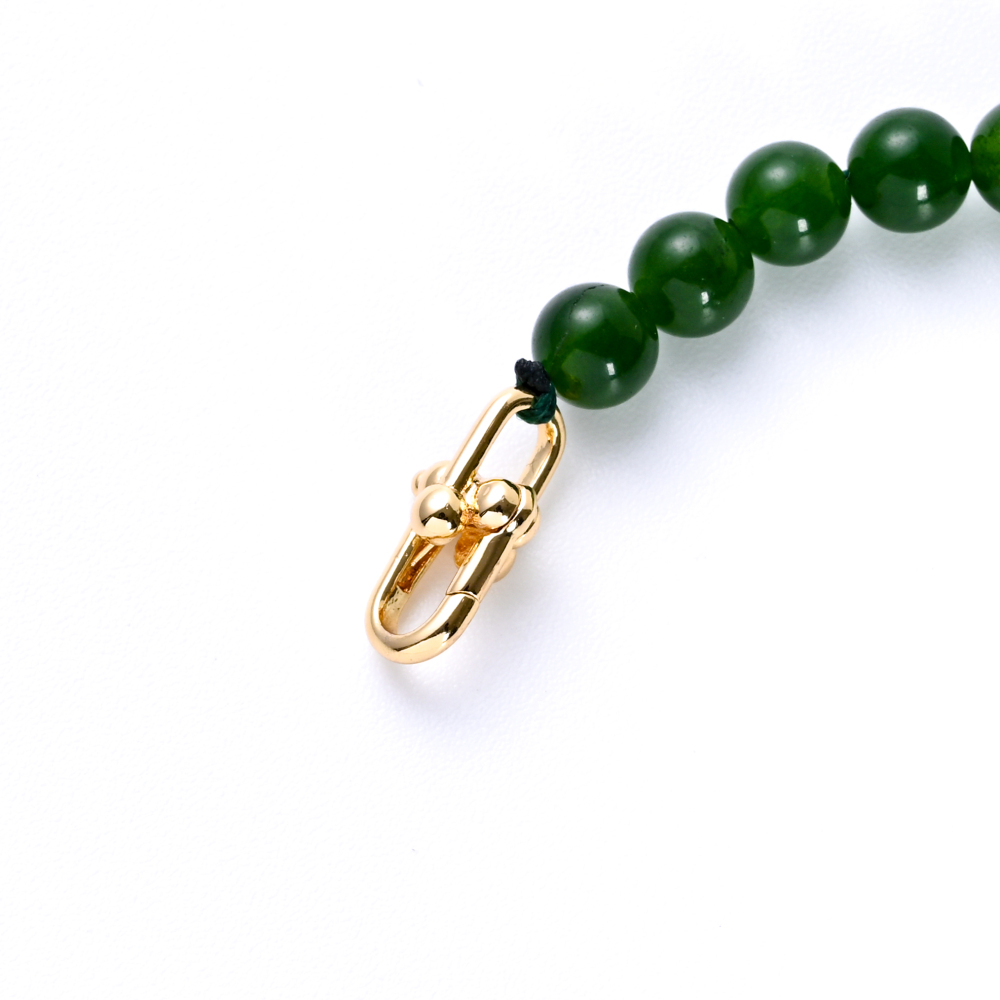 Cryselis Custom Gemstone Necklace - Chrysoprase with Gold Chain Clasp
