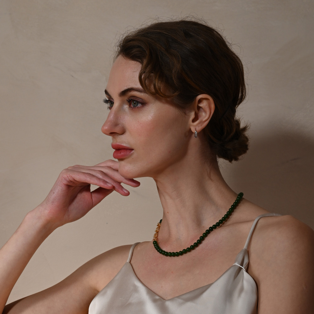 Cryselis Custom Gemstone Necklace - Chrysoprase with Gold Chain Clasp