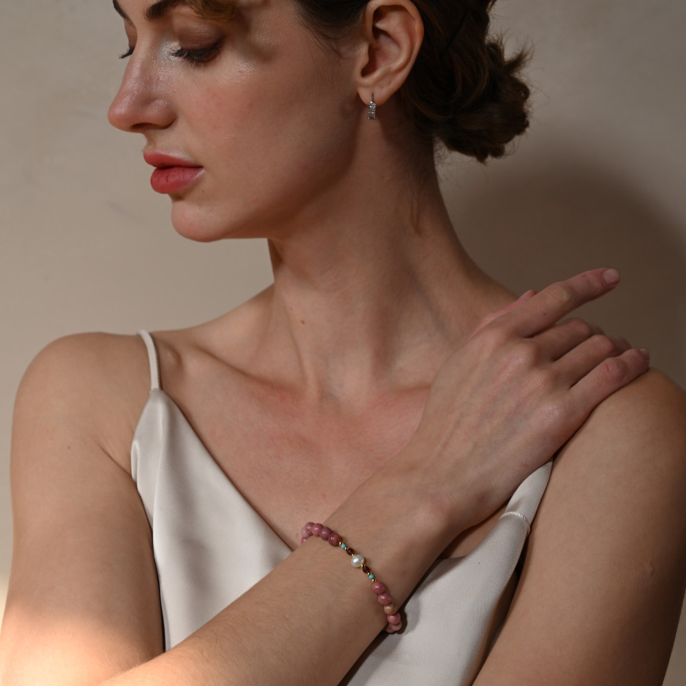 Rose Quartz And Pearl Bracelet