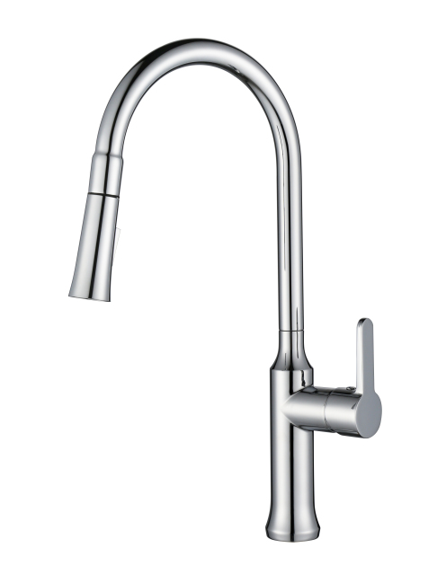 YH-W021 Pull-Out Kitchen Faucet: Polished Chrome Design for Versatile Kitchen Tasks