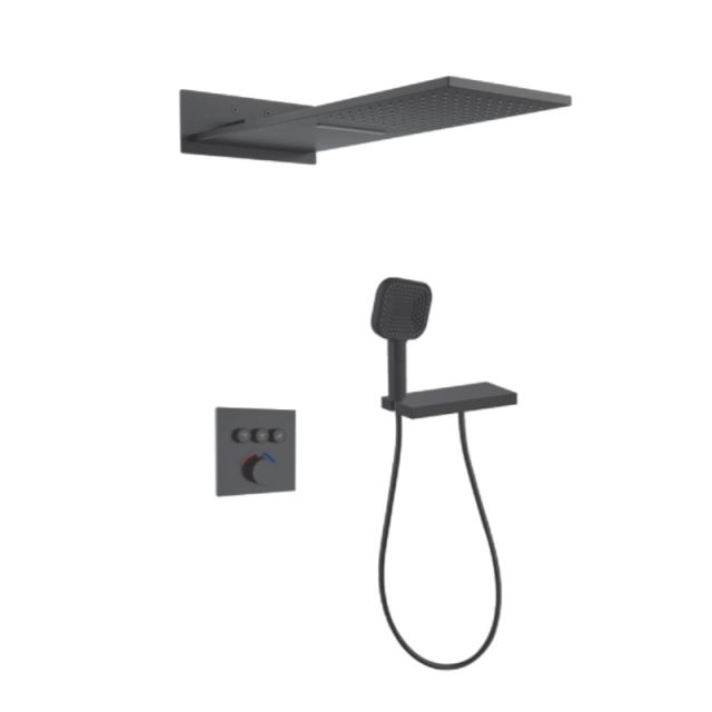 FJ-9A8030-5 Wall - Mounted Shower System: Sleek Squares for Modern Bathroom Luxury