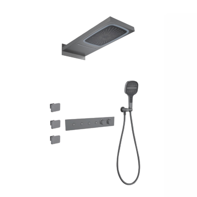 FJ-9A8006-1 Wall - Mounted Shower System: Ultimate Square Design for a Luxurious Bathroom Sanctuary