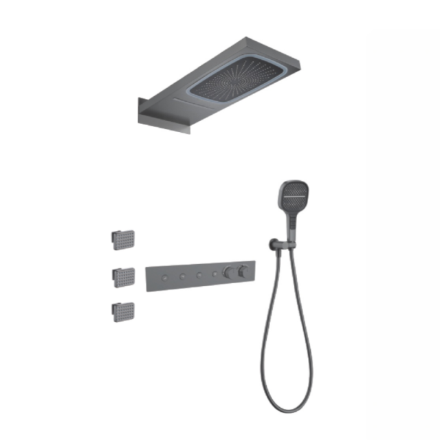 FJ-9A8006-1 Wall - Mounted Shower System: Ultimate Square Design for a Luxurious Bathroom Sanctuary