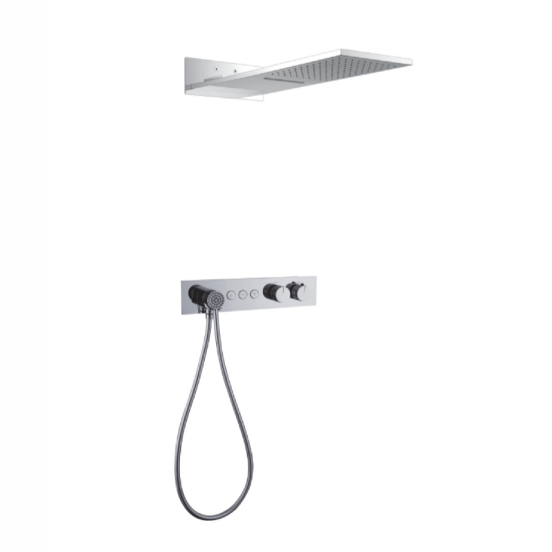 Title FJ-9A8006-2 Wall - Mounted Shower System: Sleek Squares for a Modern Bathroom Makeover