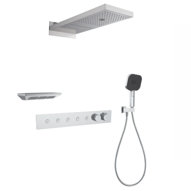 FJ-9A8006-3 Wall - Mounted Shower System: Bold Squares for a Cutting - Edge Bathroom Experience