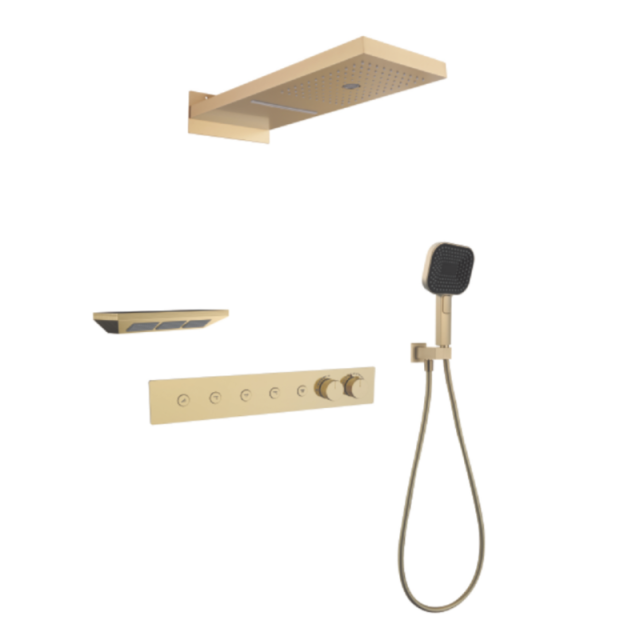 FJ-9A8006-3 Wall - Mounted Shower System: Bold Squares for a Cutting - Edge Bathroom Experience