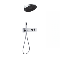 FJ-9A8006-4 Wall - Mounted Shower System: Round Design with Linear Accents for Timeless Bathroom Elegance