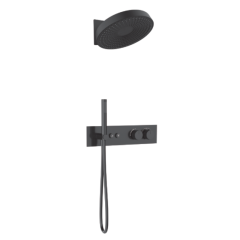 FJ-9A8006-4 Wall - Mounted Shower System: Round Design with Linear Accents for Timeless Bathroom Elegance