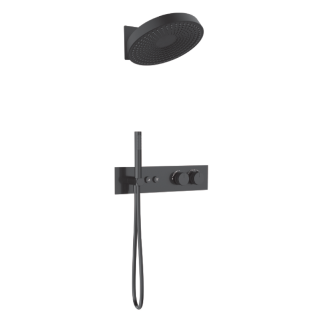 FJ-9A8006-4 Wall - Mounted Shower System: Round Design with Linear Accents for Timeless Bathroom Elegance