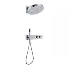 FJ-9A8006-5 Wall-Mounted Shower System: Round-Linear Fusion for Elegant Bathroom Sophistication