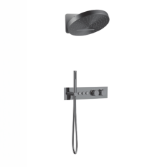 FJ-9A8006-5 Wall-Mounted Shower System: Round-Linear Fusion for Elegant Bathroom Sophistication