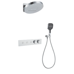 FJ-9A8006-7 Wall-Mounted Shower System: Round-Linear Fusion for Sophisticated Bathroom Luxury