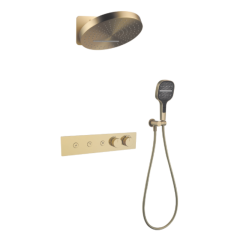 FJ-9A8006-7 Wall-Mounted Shower System: Round-Linear Fusion for Sophisticated Bathroom Luxury