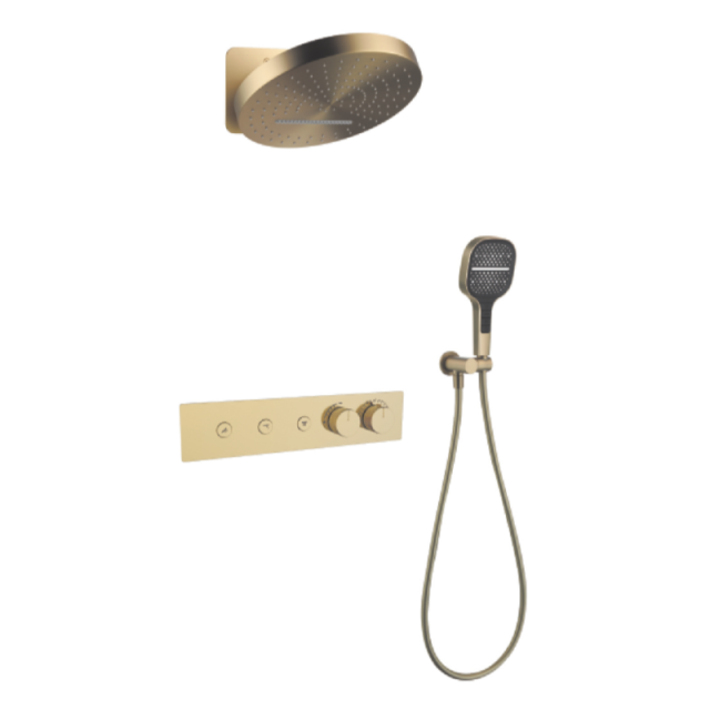 FJ-9A8006-7 Wall-Mounted Shower System: Round-Linear Fusion for Sophisticated Bathroom Luxury