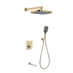 FJ-9A8018-1 Wall-Mounted Shower System: Geometric Precision for a Modern Bathroom Statement