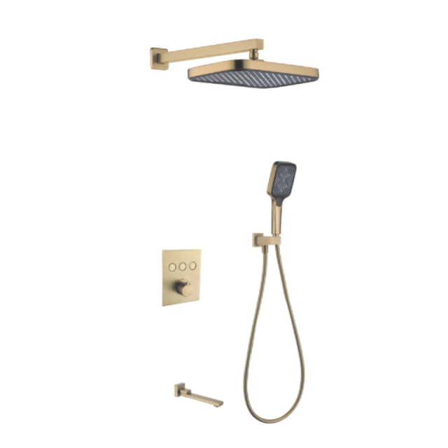 FJ-9A8018-1 Wall-Mounted Shower System: Geometric Precision for a Modern Bathroom Statement