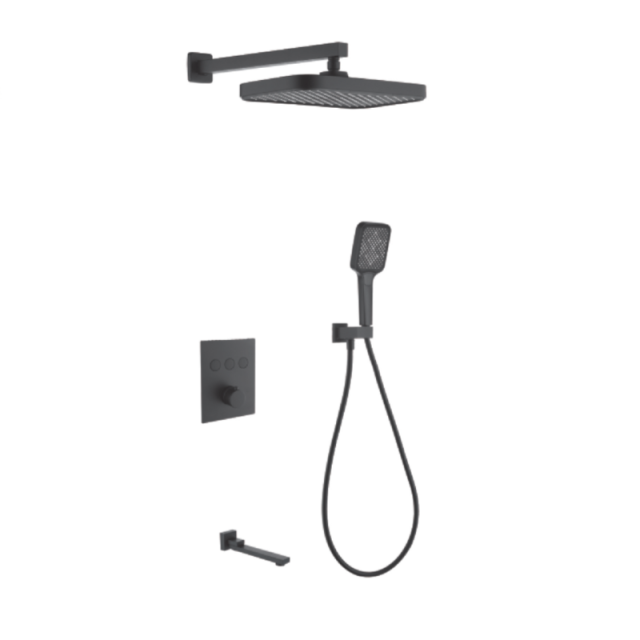 FJ-9A8018-1 Wall-Mounted Shower System: Geometric Precision for a Modern Bathroom Statement
