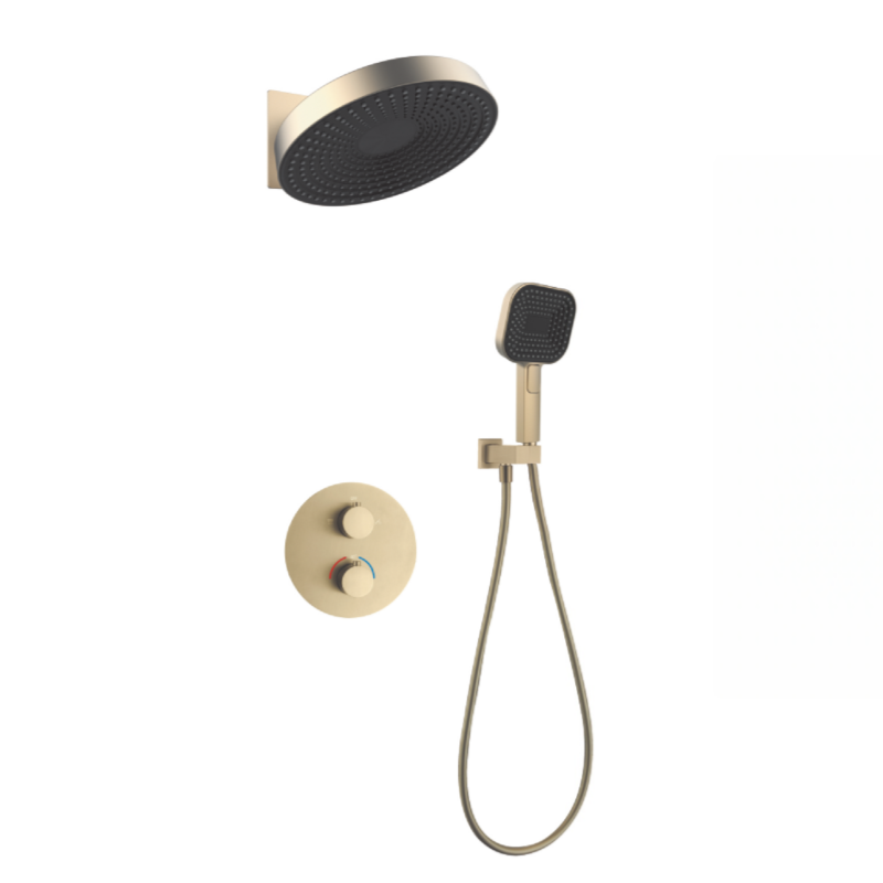 FJ - 9A8003 - 2 Wall - Mounted Shower System: Round - Square Fusion for Timeless Bathroom Elegance