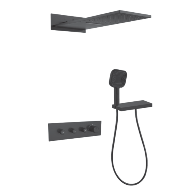 FJ-9A8031-1 Wall - Mounted Shower System: Architectural Square Design for a Modern Bathroom Luxury