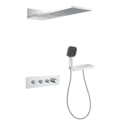 FJ-9A8031-1 Wall - Mounted Shower System: Architectural Square Design for a Modern Bathroom Luxury