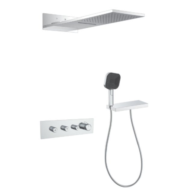 FJ-9A8031-1 Wall - Mounted Shower System: Architectural Square Design for a Modern Bathroom Luxury