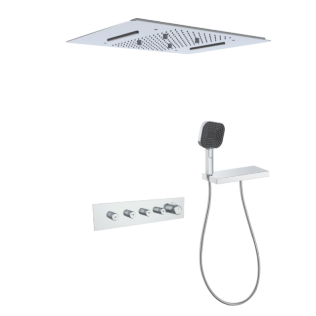 FJ - 9A8031 - 2 Ceiling - Mounted Shower System: Architectural Square Design for a Refined Spa - Like Bathroom Retreat