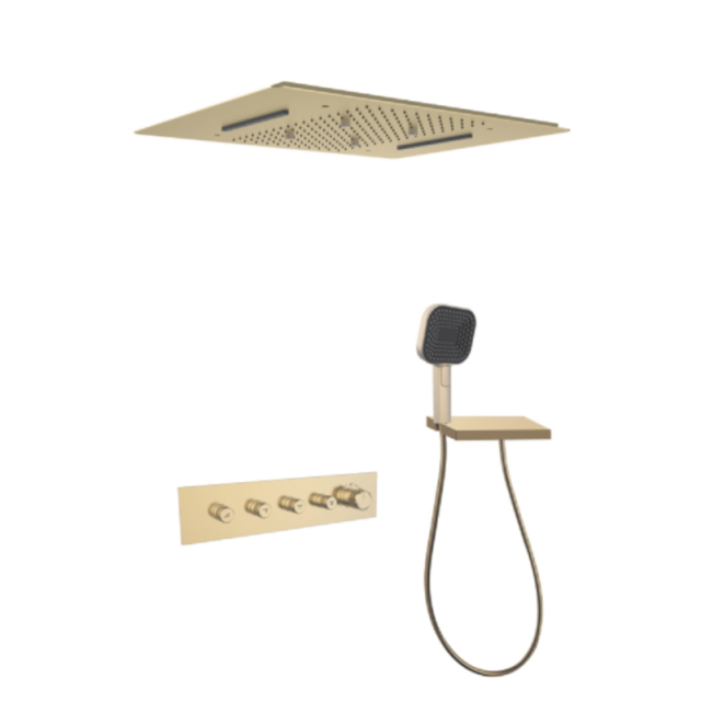 FJ - 9A8031 - 2 Ceiling - Mounted Shower System: Architectural Square Design for a Refined Spa - Like Bathroom Retreat