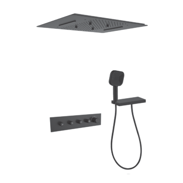 FJ - 9A8031 - 2 Ceiling - Mounted Shower System: Architectural Square Design for a Refined Spa - Like Bathroom Retreat