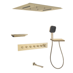 FJ-9A8031-4 Ceiling - Mounted Shower System: Architectural Square Design for a Spa - Like Bathroom Retreat