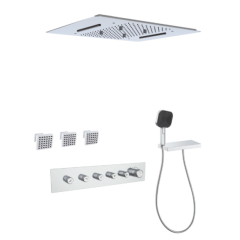 FJ-9A8031-3 Ceiling - Mounted Shower System: Architectural Square Design for a Comprehensive Spa - Like Bathroom Retreat